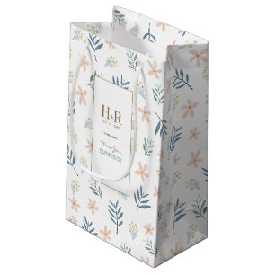 Trouwmonogram bedankcadeautas wildflower klein cadeauzakje