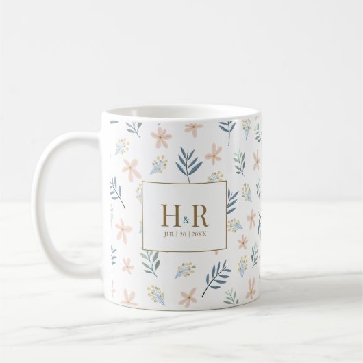 Trouwmonogram Bedankt Mok met Wilde Bloemen (Links)