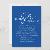 Trouwmonogram Blauw Wit Schrifttype Trouw Kaart (Voorkant)