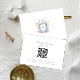 Trouwmonogram bloemenkroon RSVP-kaart RSVP Kaartje