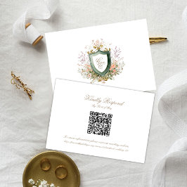 Trouwmonogram bloemenkroon RSVP-kaart RSVP Kaartje