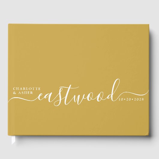 Trouwmonogram bruiloft mosterd gastenboek (Voorkant)
