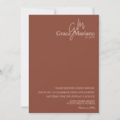 Trouwmonogram Bruin Roze Script Logo Huwelijk Kaart (Voorkant)