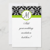 Trouwmonogram Damast Groene Uitnodiging Voorzijde (Achterkant)