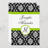 Trouwmonogram Damast Groene Uitnodiging Voorzijde (Voorkant / Achterkant)