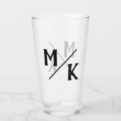 Trouwmonogram Eenvoudig Zwart Slash Mod Typografie Glas (Achterkant)