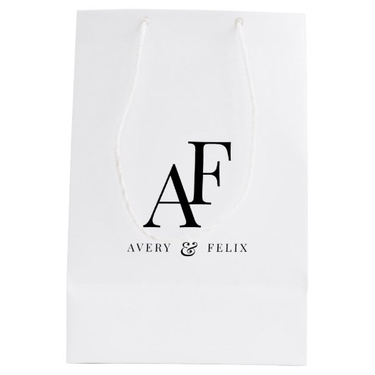 Trouwmonogram Elegant Eenvoudig Minimalistisch Medium Cadeauzakje (Achterkant)