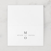 Trouwmonogram Elegant Minimalistisch Eenvoudig Wit Plaatskaartje (Buitenkant ongevouwen)