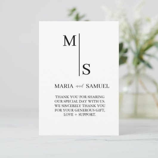 trouwmonogram Elegant Simple Minimalist Bedankkaart (Staand voorkant)