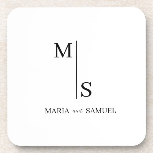 trouwmonogram Elegant Simple Minimalist Bier Onderzetter (Voorkant)