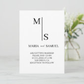 trouwmonogram Elegant Simple Minimalist Kaart (Staand voorkant)