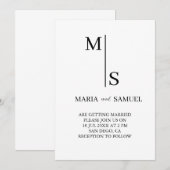 trouwmonogram Elegant Simple Minimalist Kaart (Voorkant / Achterkant)