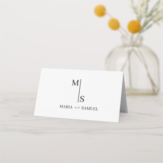 trouwmonogram Elegant Simple Minimalist Plaatskaartje (Voorkant)
