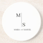trouwmonogram Elegant Simple Minimalist Zandsteen Onderzetter (Voorkant)