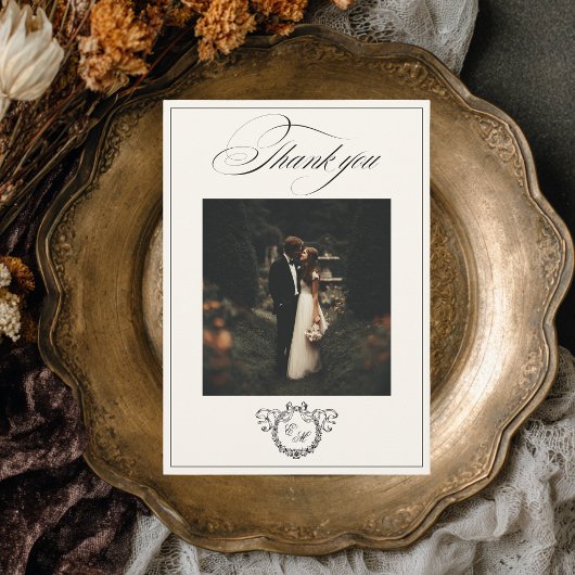 Trouwmonogram Elegante Calligrafie Bruiloft Bedankkaart