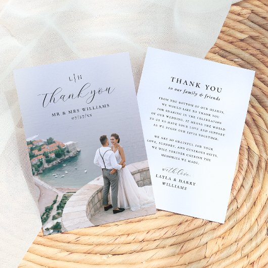 Trouwmonogram | Elegante & Moderne Scriptfoto Bedankkaart