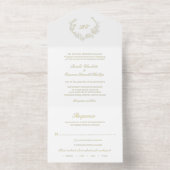 Trouwmonogram Elegante Trouw All In One Uitnodiging (Binnenkant)