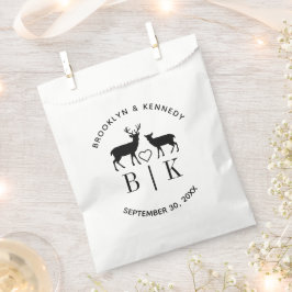 Trouwmonogram hert met koppelnaam landelijke bruil bedankzakje