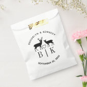 Trouwmonogram hert met koppelnaam landelijke bruil bedankzakje (Gezegeld)