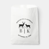 Trouwmonogram hert met koppelnaam landelijke bruil bedankzakje (Voorkant)