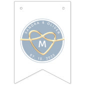 Trouwmonogram in stoffig blauw vlaggetjes (Eerste vlag)