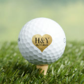 Trouwmonogram Initiaal Datum Gouden Hart Golfballen (Insitu Shirt)