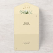 Trouwmonogram met boterbloemgeel en gouden bloemmo all in one uitnodiging (Buitenkant)