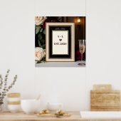 Trouwmonogram met kroonlaurierframe poster (Keuken)