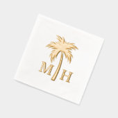 Trouwmonogram met palmboom folie servetten (Links)
