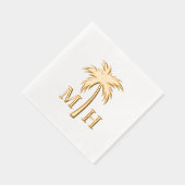 Trouwmonogram met palmboom folie servetten (Rechts)