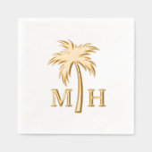 Trouwmonogram met palmboom folie servetten (Voorkant)