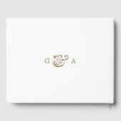 Trouwmonogram met roze blos gouden bloemen gastenboek (Achterkant)