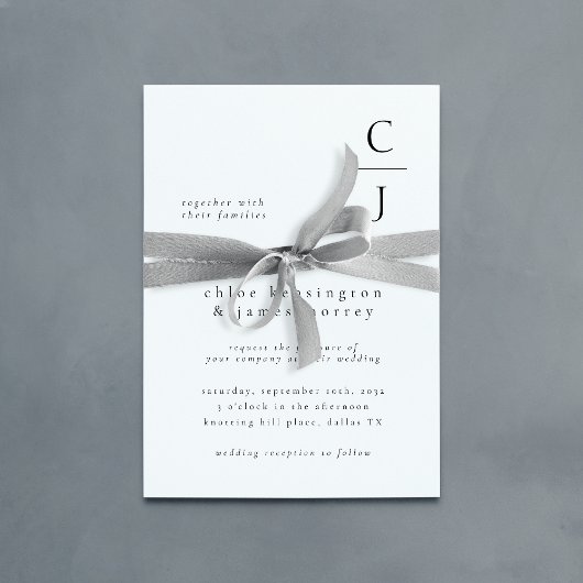 Trouwmonogram Modern Zwart Wit Aangepaste QR-code Kaart