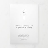 Trouwmonogram Modern Zwart Wit Foto QR-code Drieluik Uitnodiging (Cover)