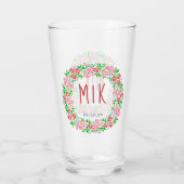 Trouwmonogram Mooie bloemenslingers Huwelijksdatum Glas (Achterkant)