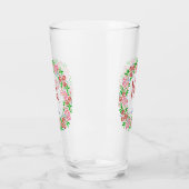 Trouwmonogram Mooie bloemenslingers Huwelijksdatum Glas (Links)