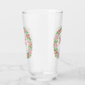 Trouwmonogram Mooie bloemenslingers Huwelijksdatum Glas (Rechts)