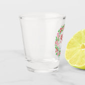 Trouwmonogram Mooie bloemenslingers Huwelijksdatum Shot Glas (Links)