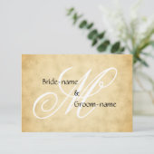 Trouwmonogram op vintage stijl kaart (Staand voorkant)