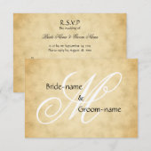 Trouwmonogram op vintage stijl kaart (Voorkant / Achterkant)