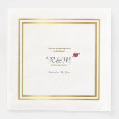 Trouwmonogram op wit diner servetten (Voorkant)