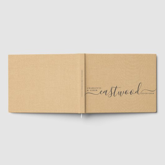 Trouwmonogram perzik crème bruiloft gastenboek (Volledig)