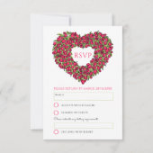 Trouwmonogram rode tulp bloem hart RSVP Kaartje (Achterkant)