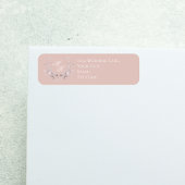 Trouwmonogram Roze Bloemig Schrift Etiket