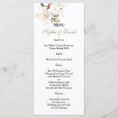Trouwmonogram Roze Blush Gouden Bloemen Menu (Voorkant)