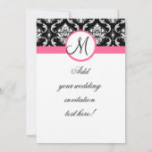 Trouwmonogram Roze Damast Uitnodiging Achteraanzic (Achterkant)