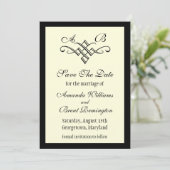 Trouwmonogram 'Save the Date' in Off White Save The Date (Staand voorkant)
