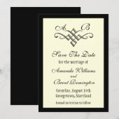 Trouwmonogram 'Save the Date' in Off White Save The Date (Voorkant / Achterkant)