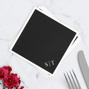 Trouwmonogram servet met eigen kleur in de hoek