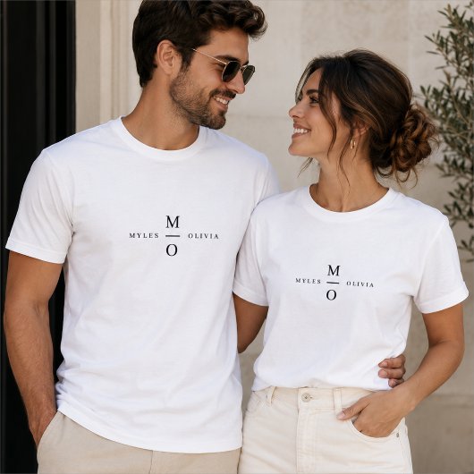 Trouwmonogram T-shirts | Op maat gemaakte koppelsh